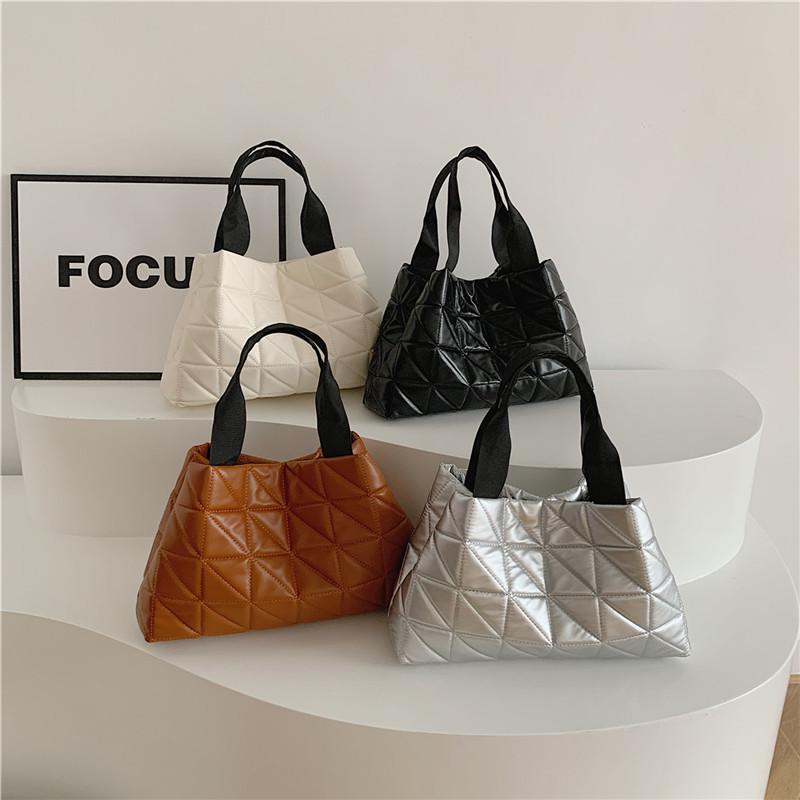 Stylish Chic Large Tote Bag For Women With Quilted Design And Pu Material In Brown And Black