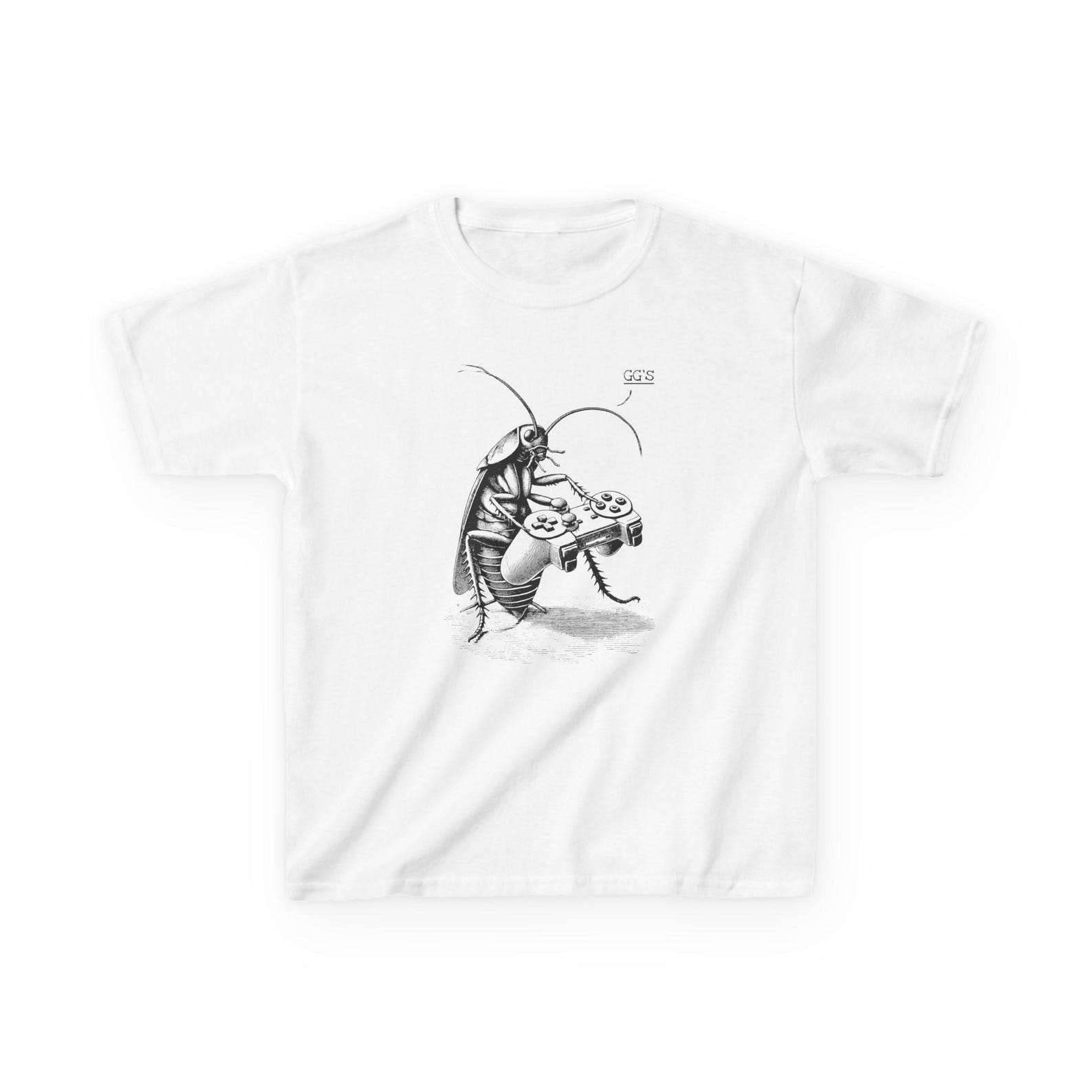 Kids Gaming Tee: Vintage Style Cockroach Graphic T-Shirt S