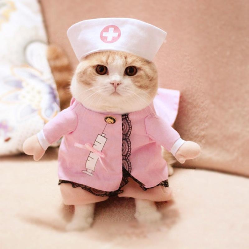 Pet Nurse Costume Nurse Dog Clothes Holiday Apparel for Cats Christmas Halloween Outfits Easy to Wear Lovely Uniform
