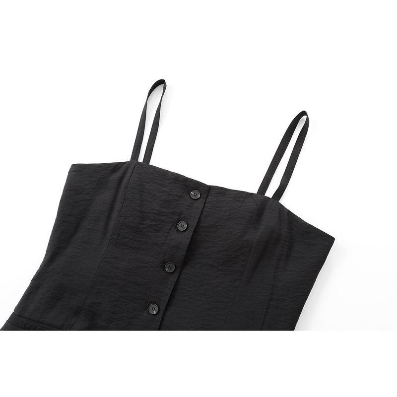 Kaslead New Arrival Women's Fashion Style Decorated Row Button Vest Casual Long Pleated Pants 4043287 4043286