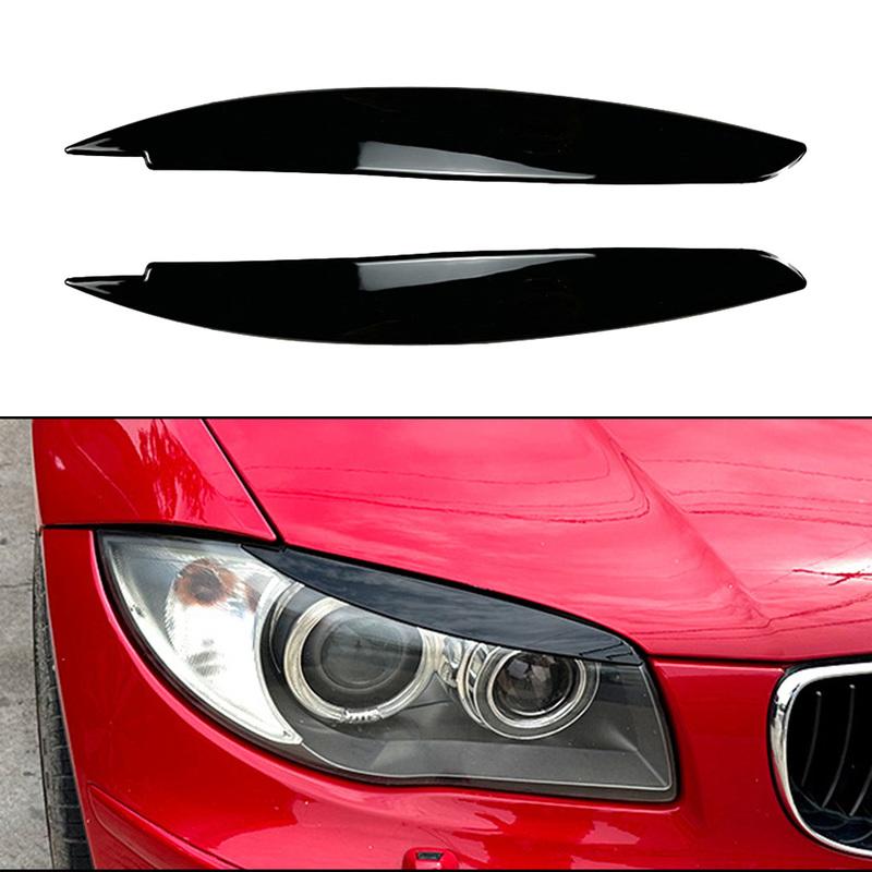 2pcs Car Headlight Eye Lid Covers Black Trim ABS Carbon Fiber Eye-catching For BMW 1 Series E87 E88 E81 E82 Eyelids Brows