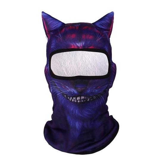 3D kočičí cyklistická kukla obličejová kapuce s ušima Zvířecí potisk obličejová maska ​​kukly pro outdoorové aktivity Hudební festivaly Raves Ski