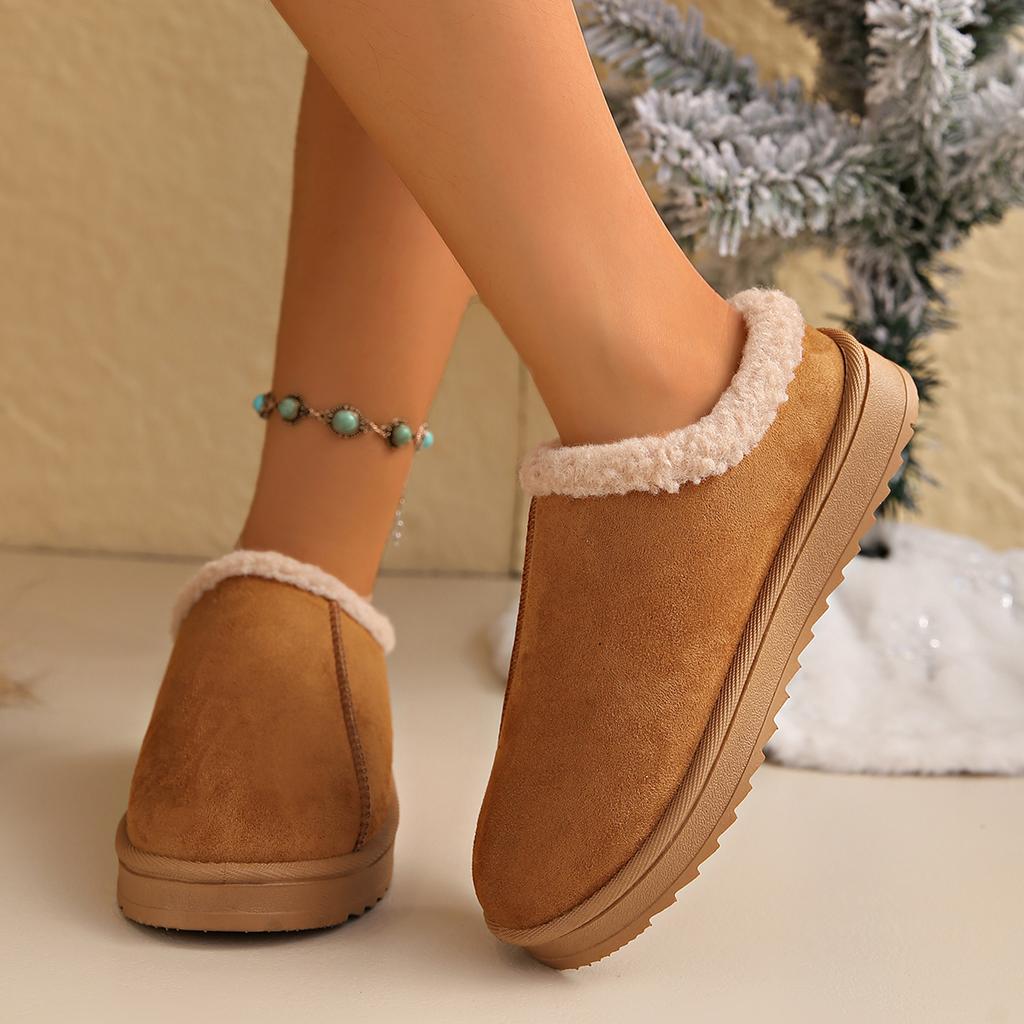 Winter 2025 Warm Fluffy Woman Slippers Soft Bottom Non Slip Thick Plush Clogs Women Casual Platform House Inddor Shoes Slides 45