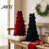 Dining Table Christmas Centerpiece Velvet Bow Tree Decoration, Shaped Photo-ready Decor Tabletop Ornament for Fireplace Window Holiday Stacked