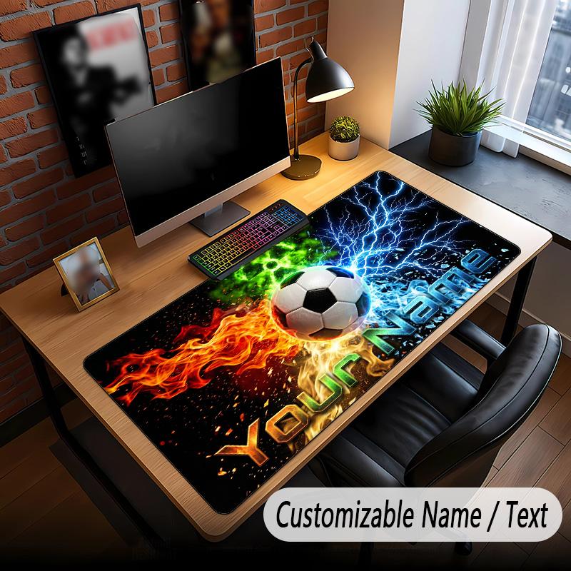 Soccer Theme Custom Mouse Pad Personalized With Name Text Customized Desk Mat For Office Home Decor