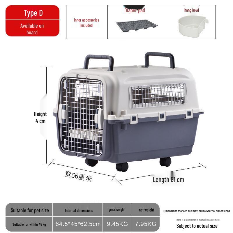 Portable Plastic Pet Carrier for Small/Medium Pets - Detachable Airline-Approved Transport Box