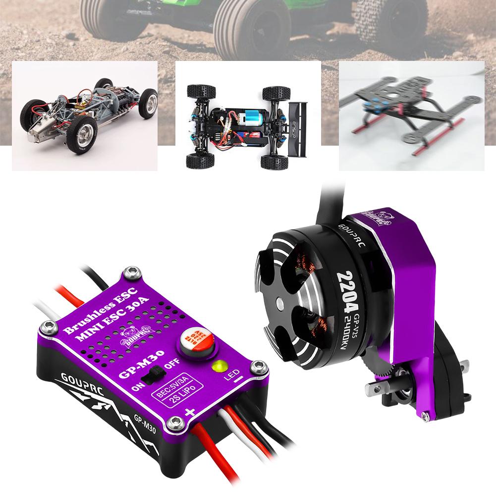 2204 2400KV Brushless Outrunner Motor with Transmission & 30A Brushless Mini ESC for 1/24 RC Crawler Axial SCX24 Upgrade