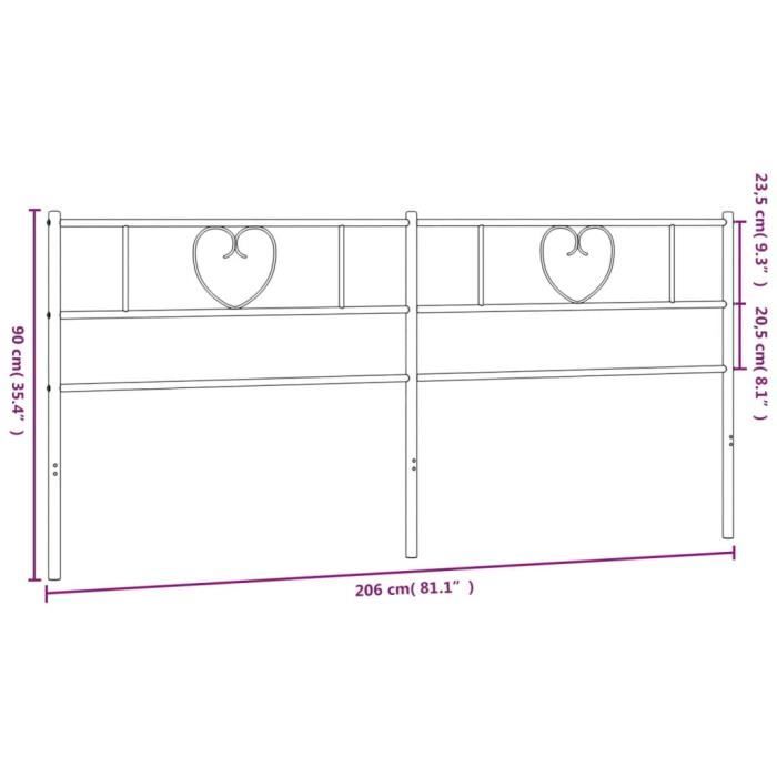 VidaXL Tête de lit métal noir 200 cm 355501