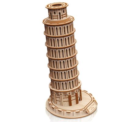 Hallisun 3D Wooden Puzzle Leaning Tower of Italy Wooden Model Building 3D Mechanical Building Kit Suitable for Adults and Kids Vintage Home Birthday