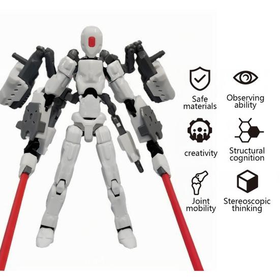 3D Printed Action Figure with Accessories Articulated Dummy Figurine with Movable Joints Desktop Decor Assembly Completed Action Figure Gift