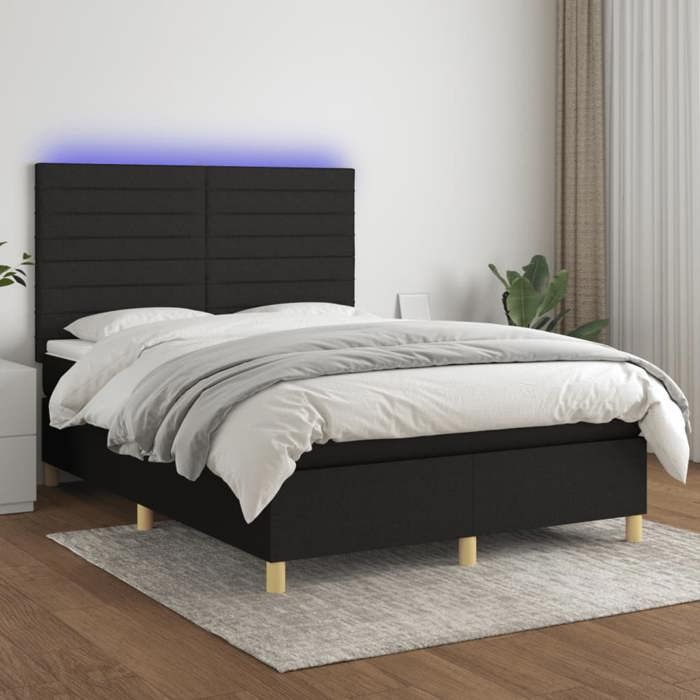 VidaXL Sommier à Lattes de Lit avec Matelas et LED, Lit Rembourré, Lit Double, Lit Adulte de Chambre à Coucher Intérieur, 3135519