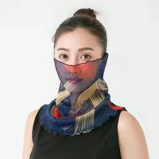 Seidenschal für Damen: Leichter Sonnenschutzschleier für Nackenschutz, Stilvolle Herbst-/Wintermaske