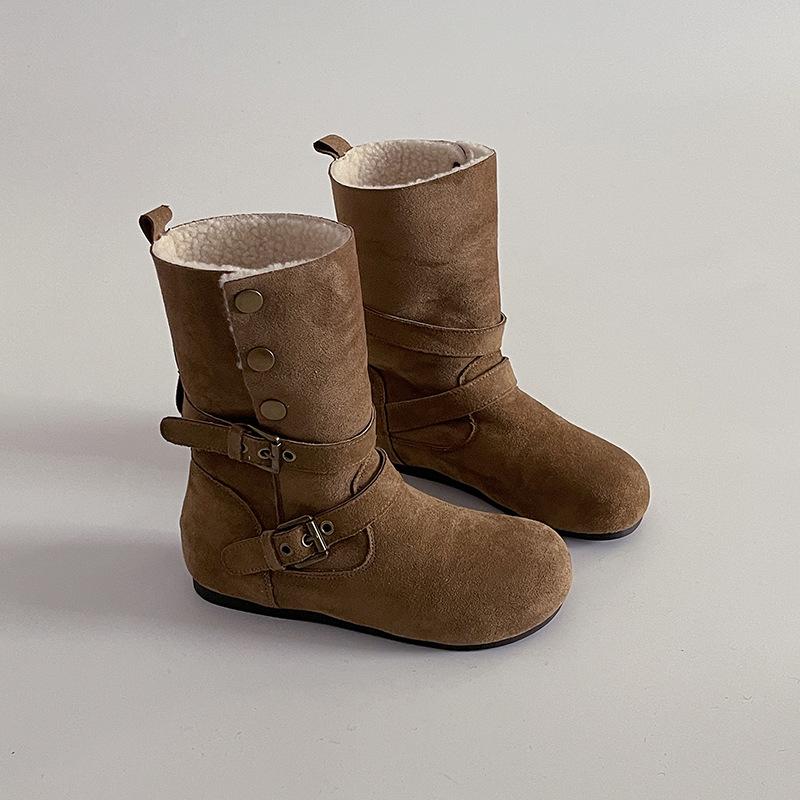 Suede retro two-wear velvet warm tall women's knight boots autumn and winter belt buckle thick heel thin fashion boots