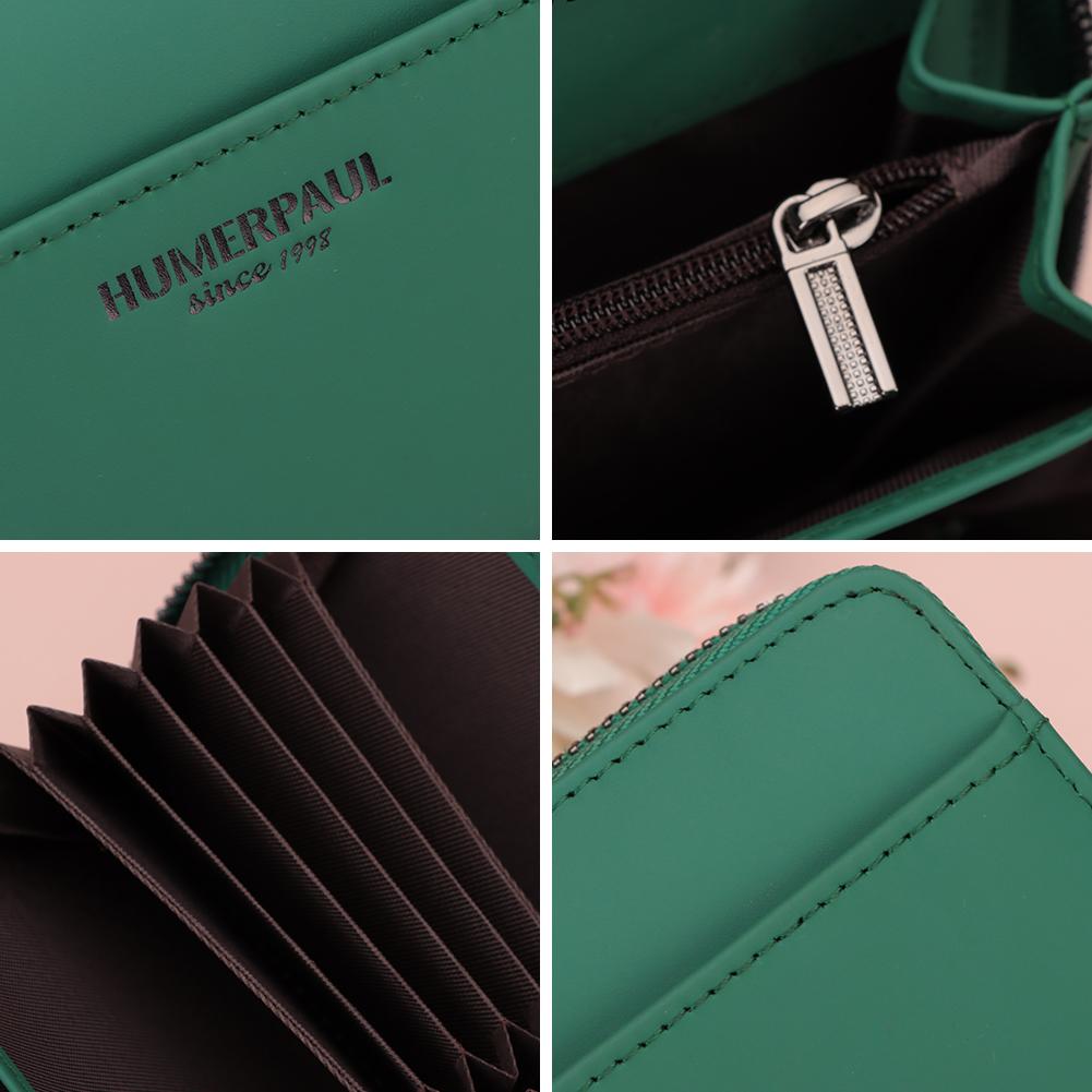 Humerpaul Ladies Wallet Leather Wallet RFID Anti-theft Swipe Wallet Zipper Large-capacity Wallet Multi-card Coin Purse