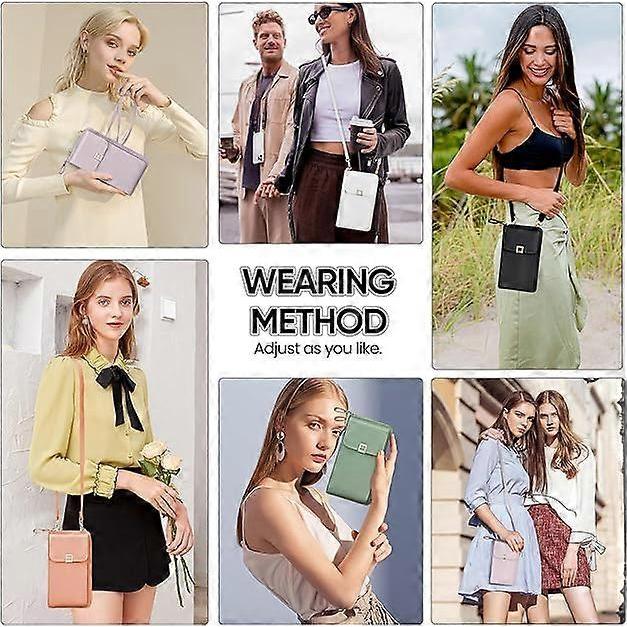 Crossbody Bag For Women, PU Leather Phone Bag, Waterproof Crossbody Mobile Phone Bag with Long Strap Zippered Card Slot