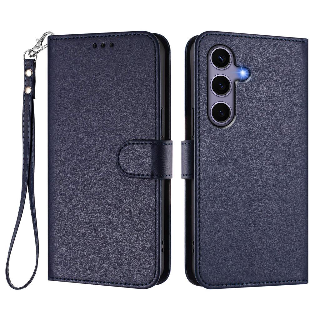 For Samsung Galaxy S24/Galaxy S25 Leather Case Wallet Stand Phone Cover with Wrist Strap
