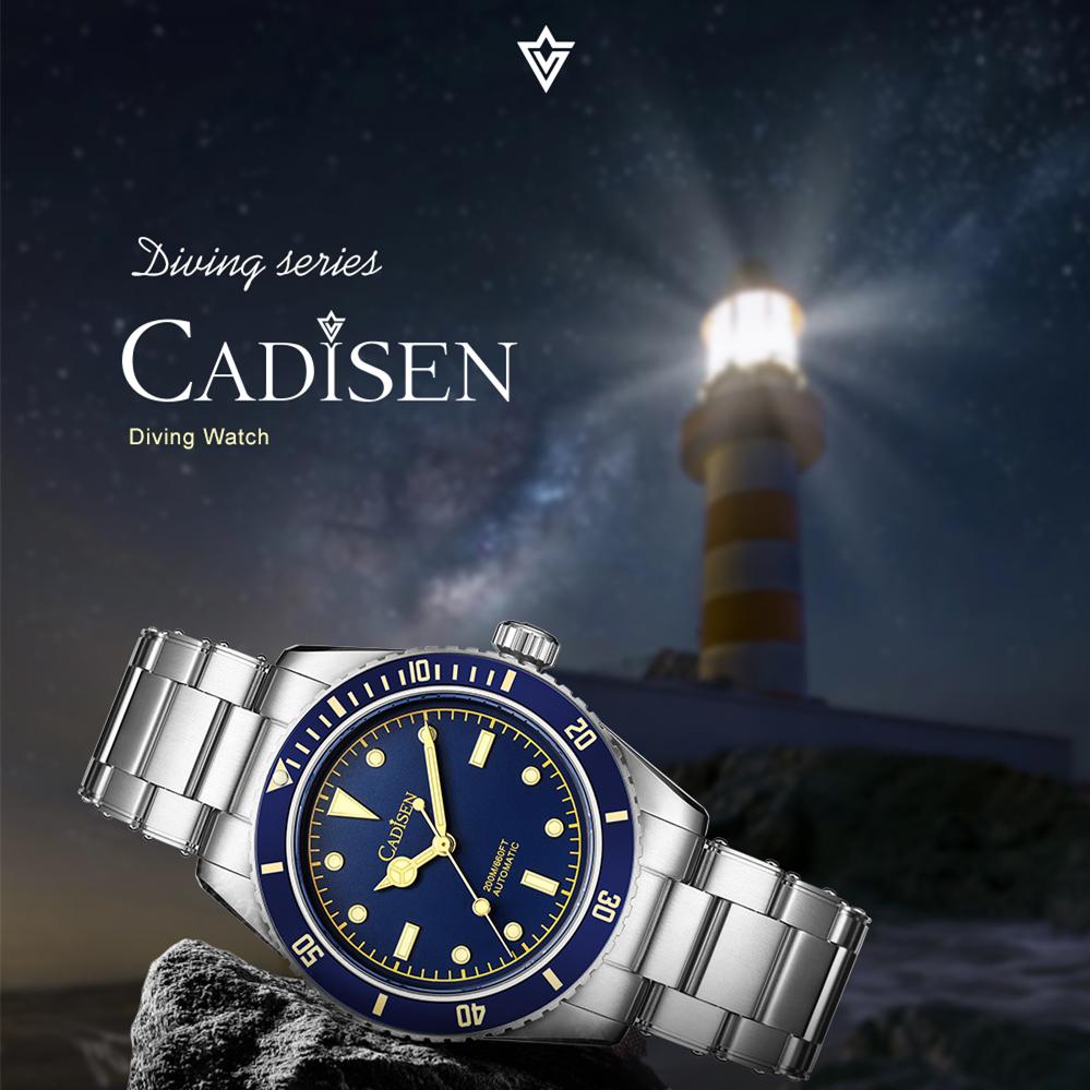 Cadisen 8206 Neue Top-Marke, Luxus-Herrenuhr mit Box, 200 m wasserdicht, automatische Herren-Mechanische Uhren