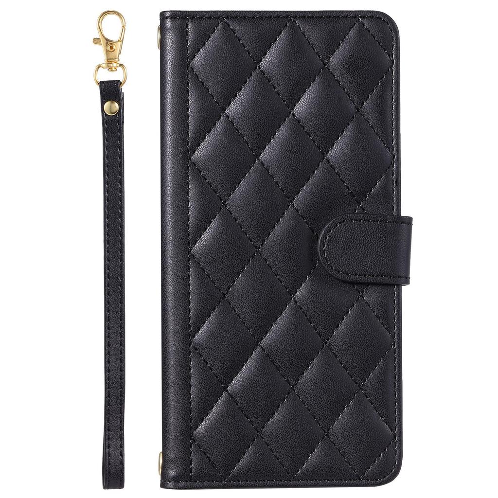 Cross-Border Compatible Houndstooth Leather Flip Card Holder Case with Lanyard for Sony 5 IV/10 V (2023)