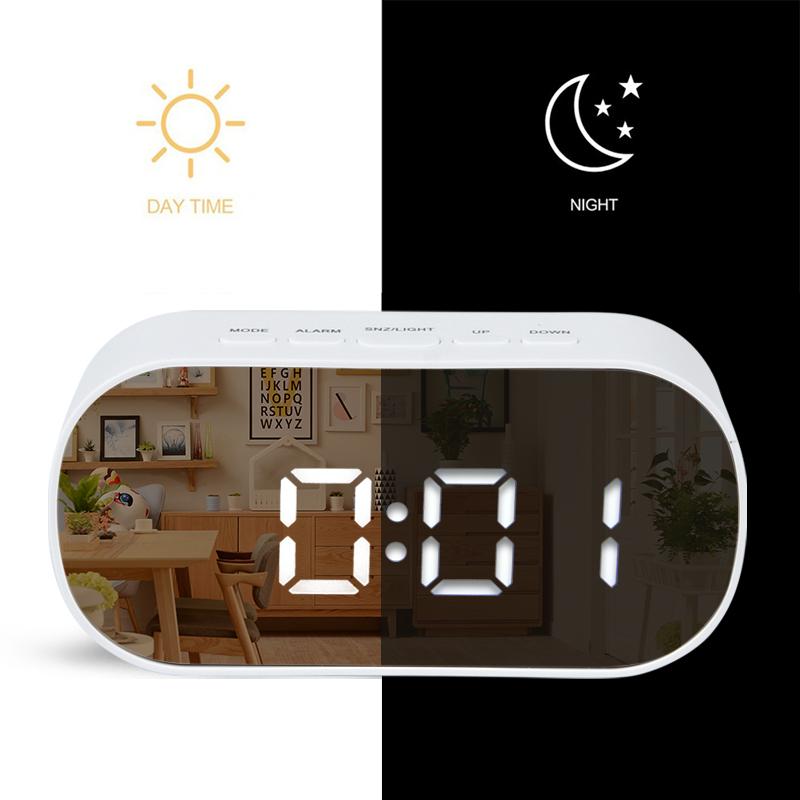 Original Led Wecker Spiegel Digitale Tischuhr Nachtlicht Snooze Mit Temperatur Elektronische Despertador Wohnkultur