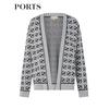 PORTS Women's Colorblock Logo Jacquard Knit Cardigan