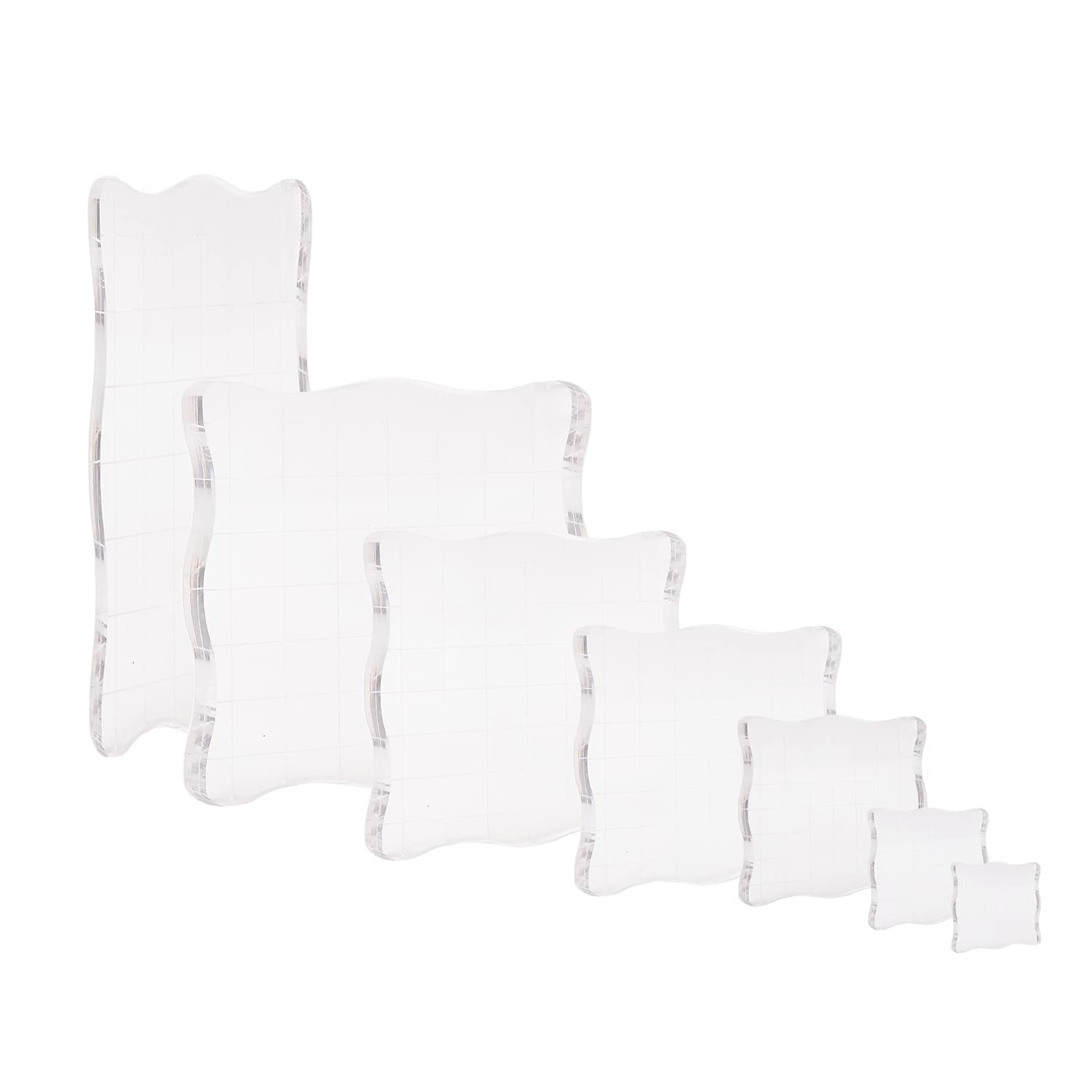 

Usagi To Набор акриловых блоков для прозрачных штампов из 7 штук, включает защитную пленку [UTK Kame], Нескользящие, С сеткой, Многоразовые,