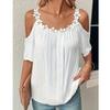 Off Shoulder Summer Sexy Women Blouse Flowers Loose Short Sleeve Shirt Ladies Elegant Casual O-neck Loose White Tops