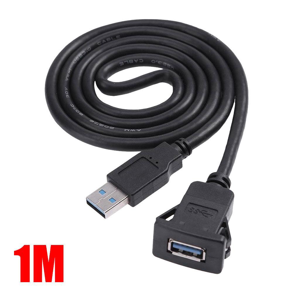 Car RV USB Socket Cabe USB2.0 Auto Car Flush Mount Extension Cord Dashboard Panel Square USB Cable 1M For Motorhome
