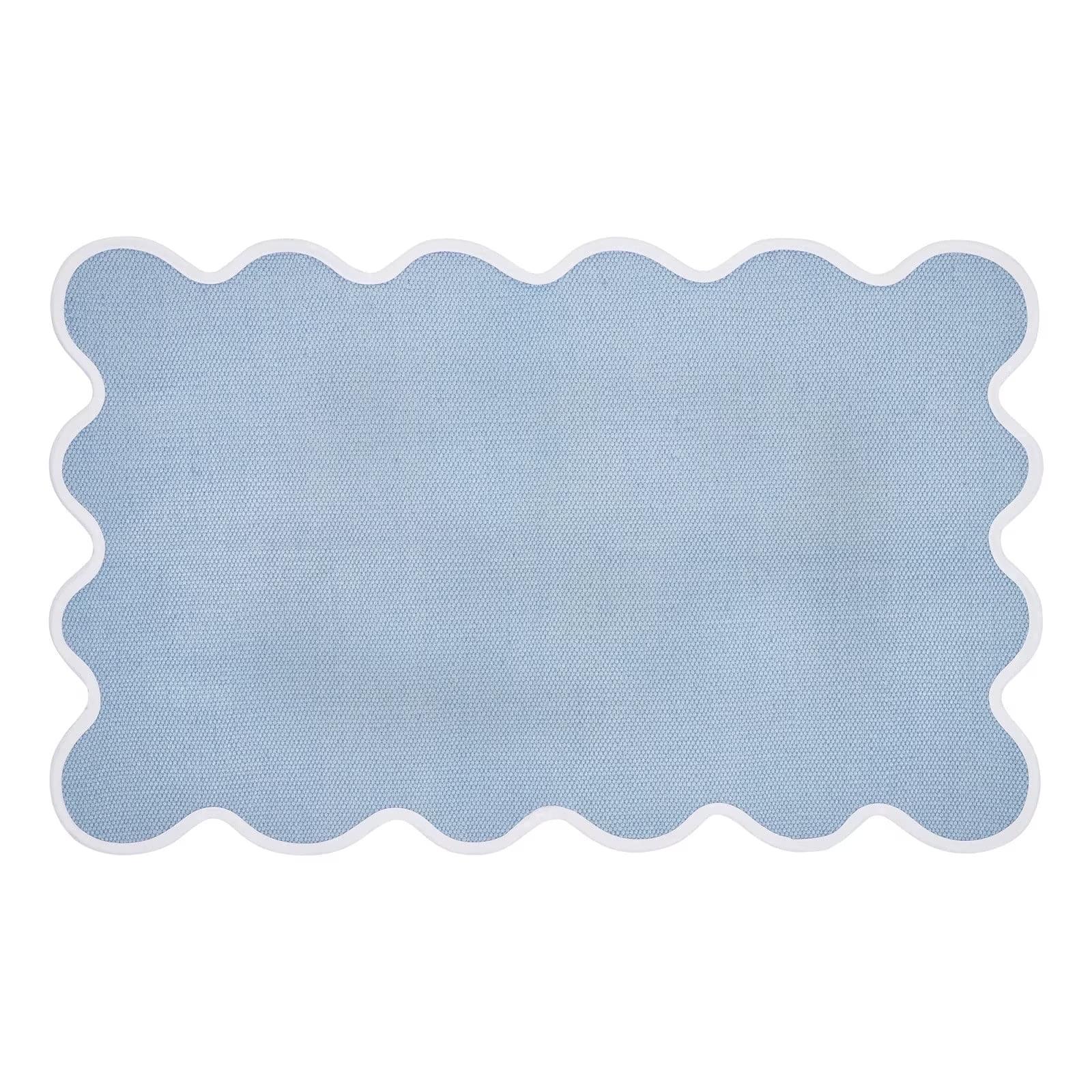 

Rectangular Wavy Edge Floor Mat Soft Surface Non Slip Backing Suitable for Indoor Living Room Bedroom Bathroom Use One Size