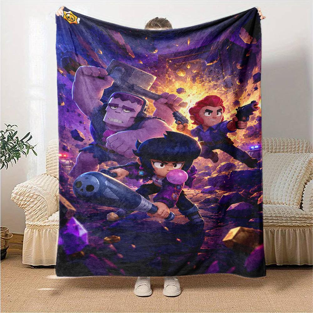 Brawl Stars Blanket Durable Comfort Great for Office Picnics Office Chair for All Seasons Playful Design Ideal Gift For Birthday Valentine'S Day