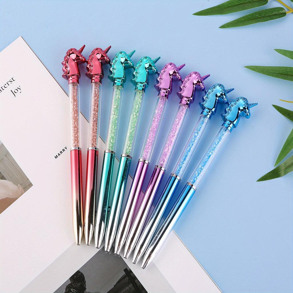 Back To School Season 10pcs Creative Imitation Metallic Imitation Crystal Imitation Diamond Ballpoint Pen Color Signature 0.7mm Blue Ballpoint Pen