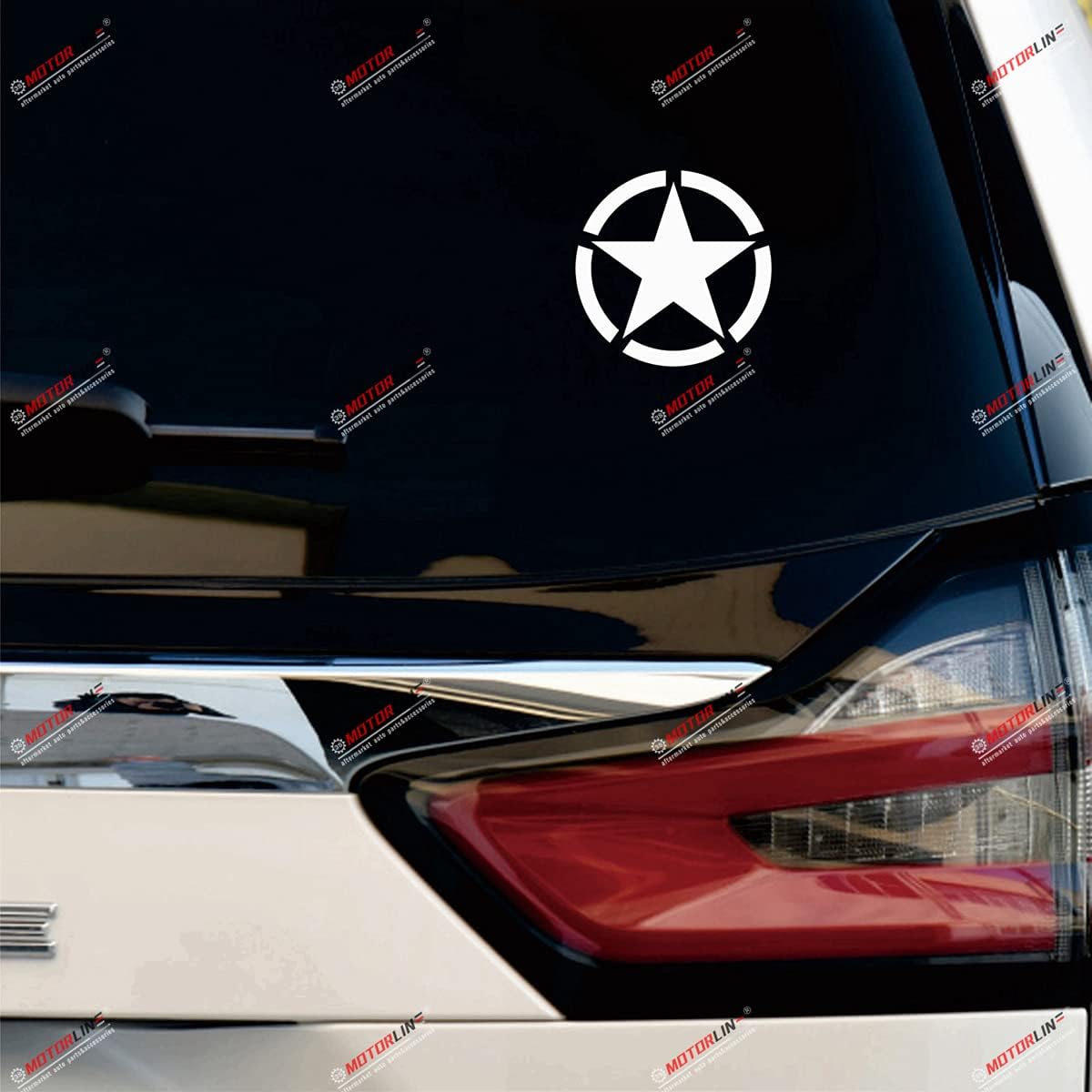 (2) 4 Army Star WW2 Decal Sticker Car Vinyl fit for Jeep Toyota Willys White a sda1