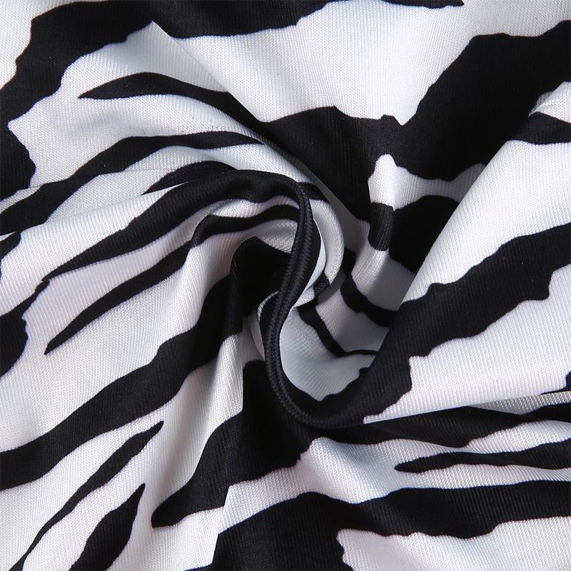 Animal Zebra Print Backless Cropped T-Shirt Dame Sexy Langermet T-skjorte Dame Fashion Crop Tops T-skjorter Streetwear