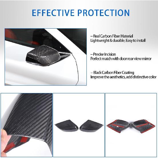 Real Carbon Fiber Door Rear View Mirror Cover Compatible with Chevrolet Corvette C8 2020-2026, Exterior Side Door Rearview Mirror Cover Protective