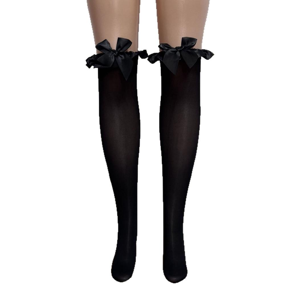 Clearance lingerie with perspective long tube over knee bow stockings 4517