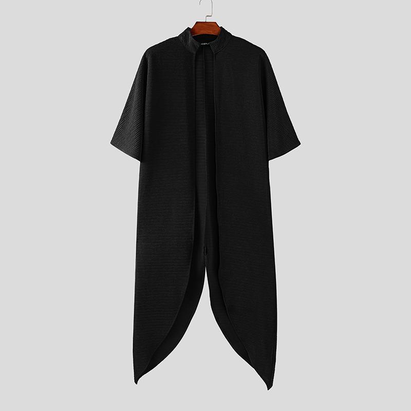 INCERUN Pánské kardigany a vesty s polovičním rukávem a stojáčkem, s nepravidelnou texturou