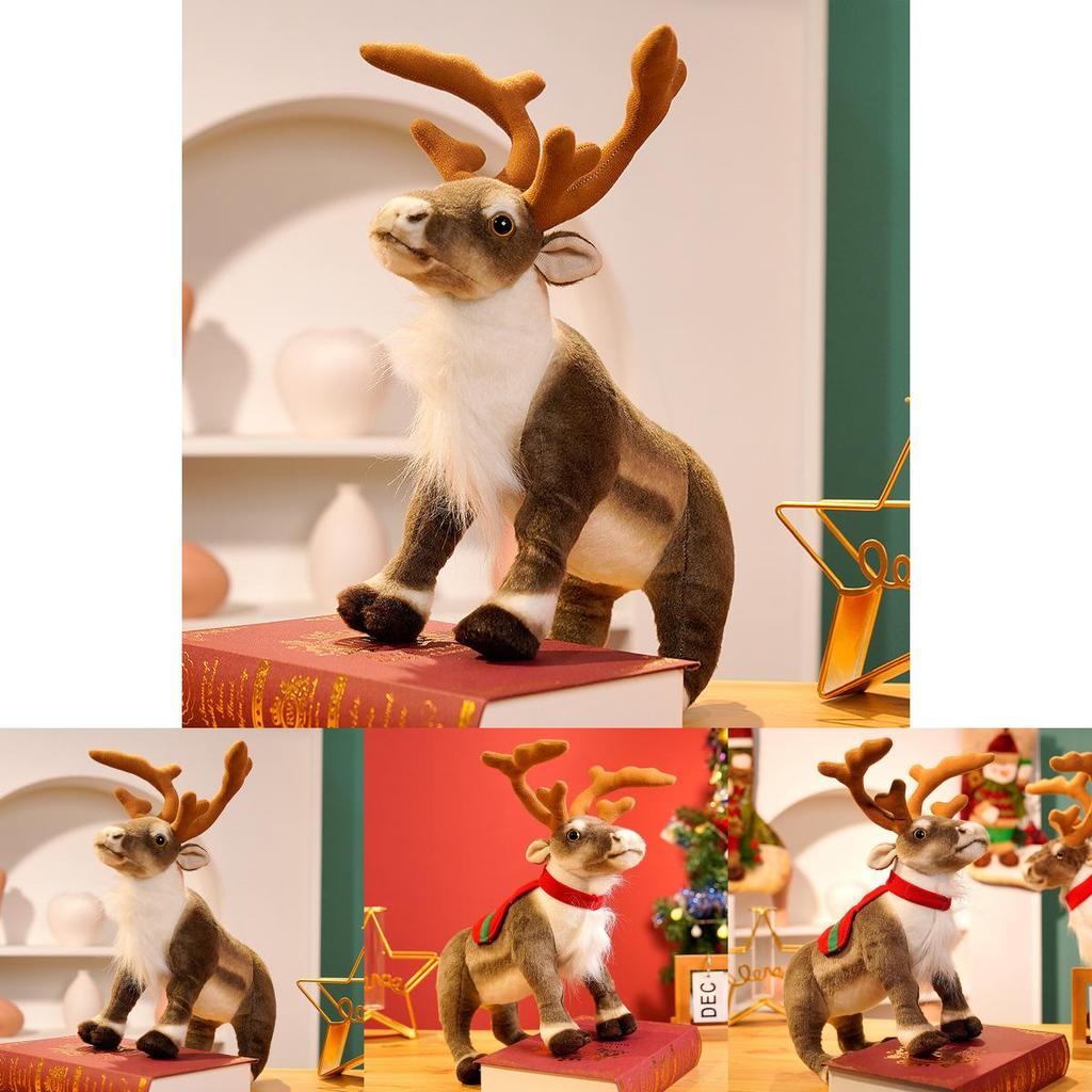 Adorable Plush Reindeer Figurine For Christmas Decoration With Realistic Features