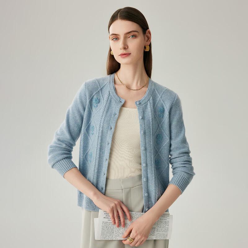 Zhaojun Women's Embroidered Thickened Cashmere Cardigan