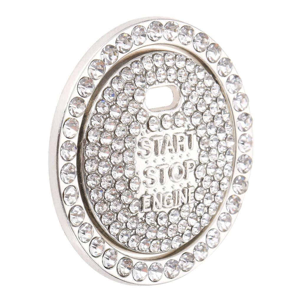 Engine Start Button Cover with Car Push White Ring, Rhinestones, Button, Sparkling, Double-Sided Switch,