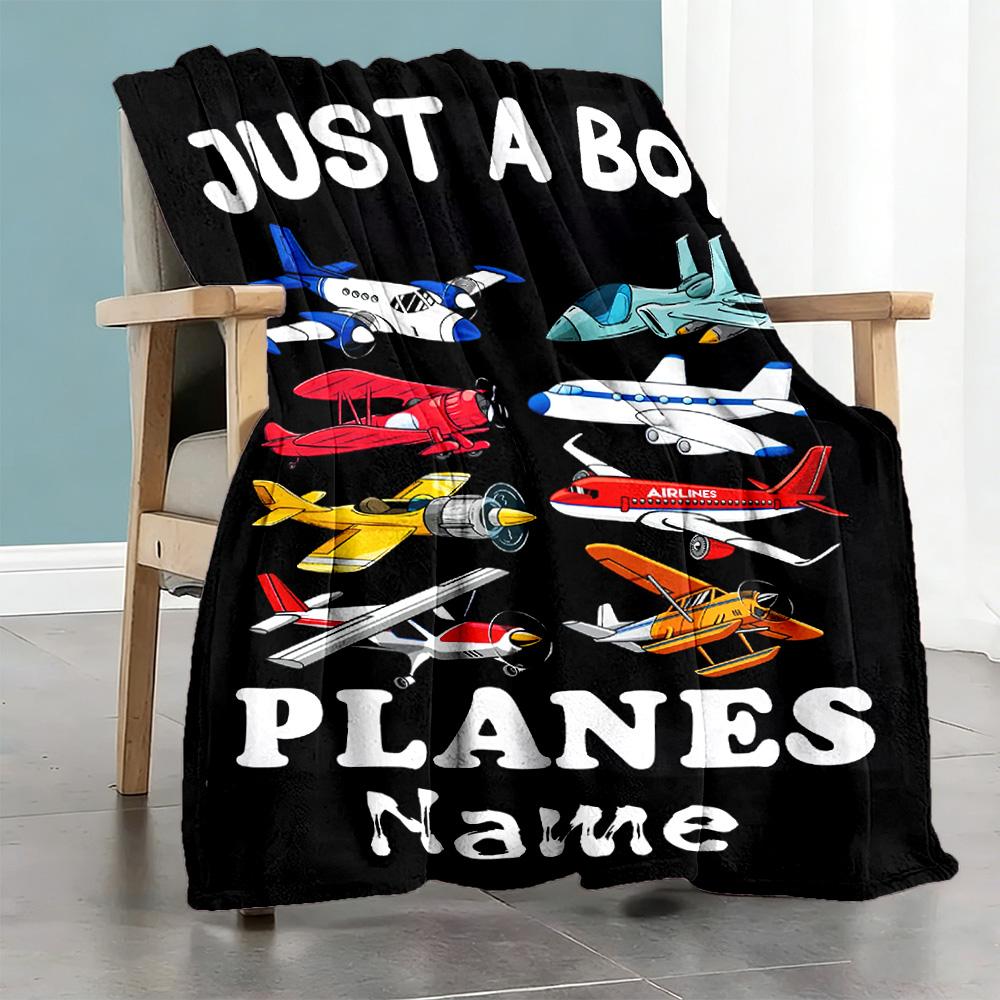 Aircraft Model Personalized Name Blanket Gift Customizable Blanket Comfortable Versatile for Couch Chair Home Decor Livingroom
