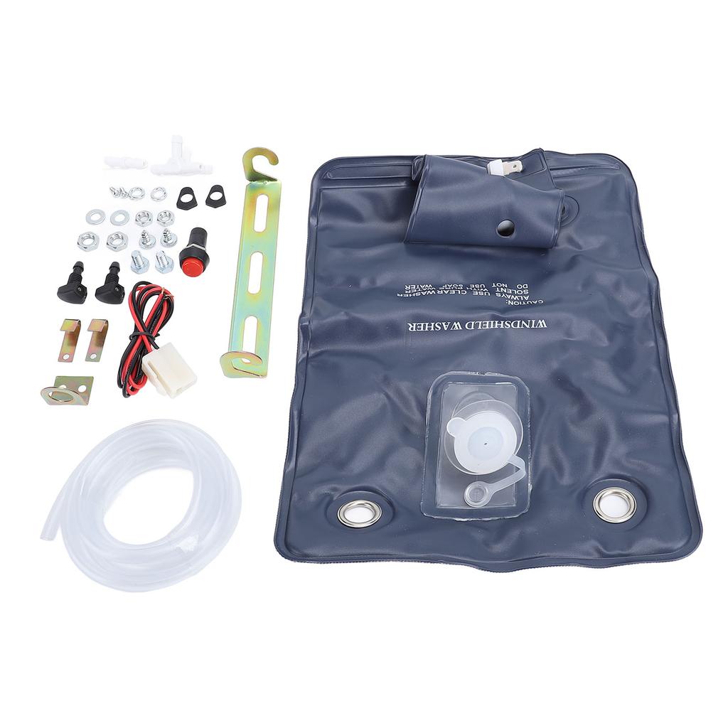 12V Universal Windshield Washer Pump Bag Kit 1L Efficient Cleaning Jet Button Switch 151286776374