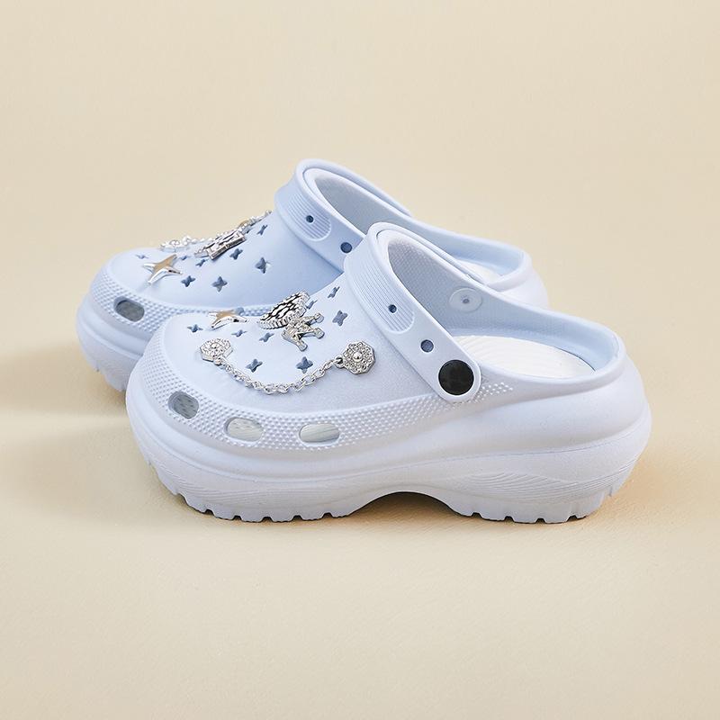 

Летние сандалии с толстым носком и высокой подошвой, туфли-мюли с отверстиями 35 синий