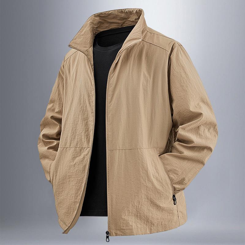 

Men s Spring & Autumn Stand-Up Collar Lightweight Jacket, Loose Fit, Plus Size, Customizable Logo 3XL