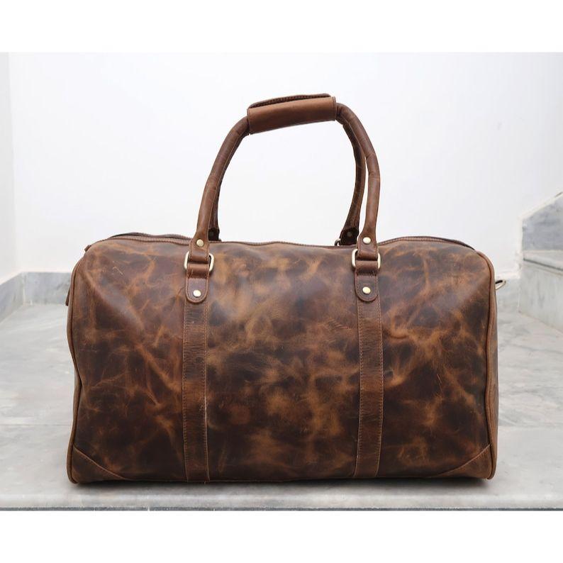 Leather Duffel Bag for Travel Buffalo Leather Weekender Outdoor Duffle Bag Carry On Holdall Groomsmen Best Man Wedding Gifts