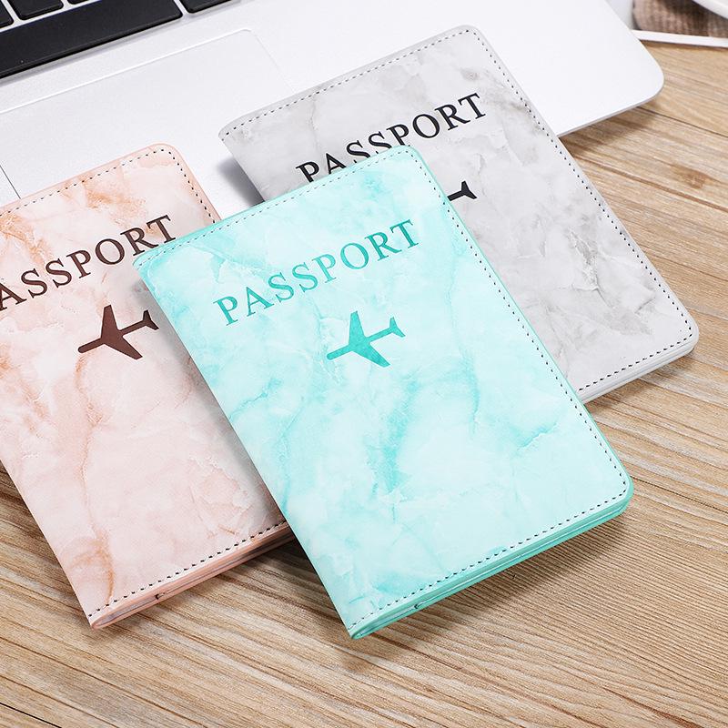 Marble Pattern Passport Holder with Ticket Clip and Custom Logo
