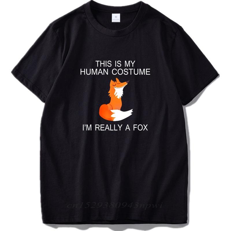 

Fox T shirt Men EU Size This Is My Human I m Really A Fox Funny Cute Animal Black 100% Cotton Tshirt Slim Fit Streetwear 5XL різнокольоровий