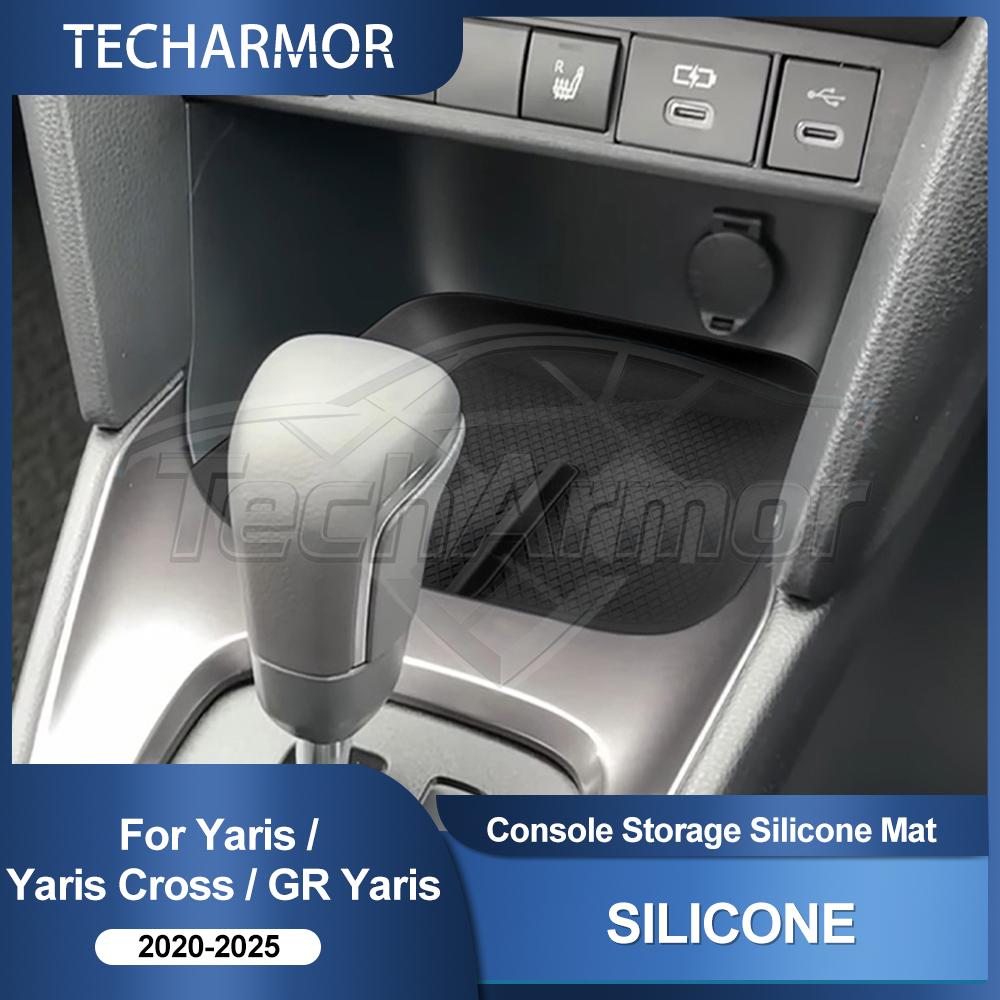 Pour Toyota Yaris Cross 2020-2025 Tapis en Caoutchouc Silicone pour Porte-Gobelet de Console Centrale Organisateur de Rangement
