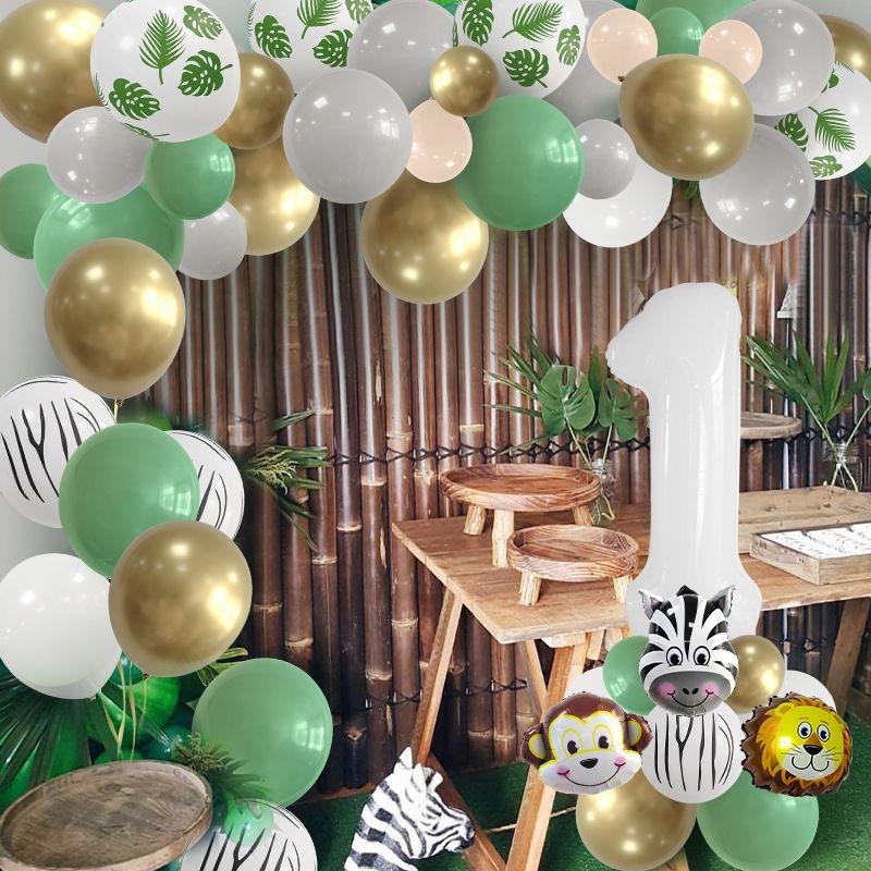 Jungleblad Tema Latex Paljettballonger Set Födelsedagskalas Djurdekorationer Festdekorationer