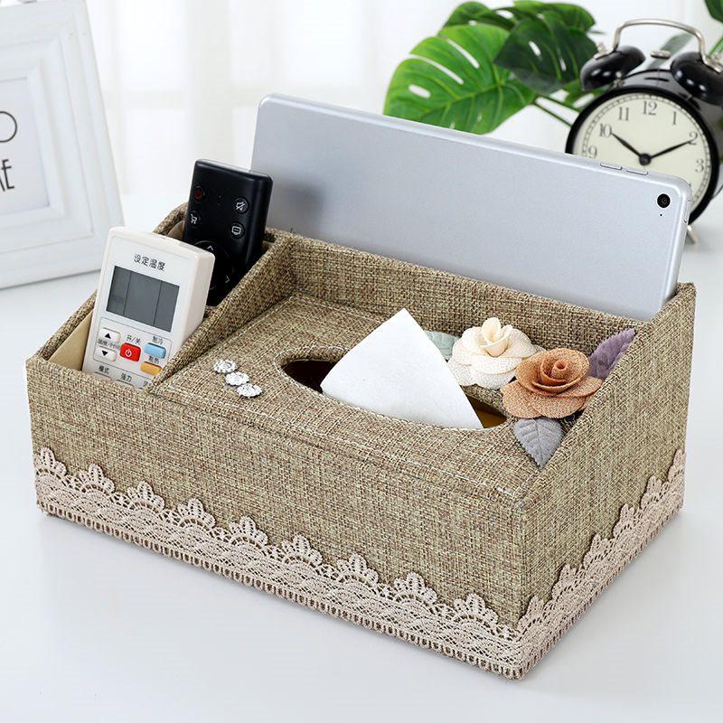 Multi-functional Tissue Box with Remote Control Storage for Living Room