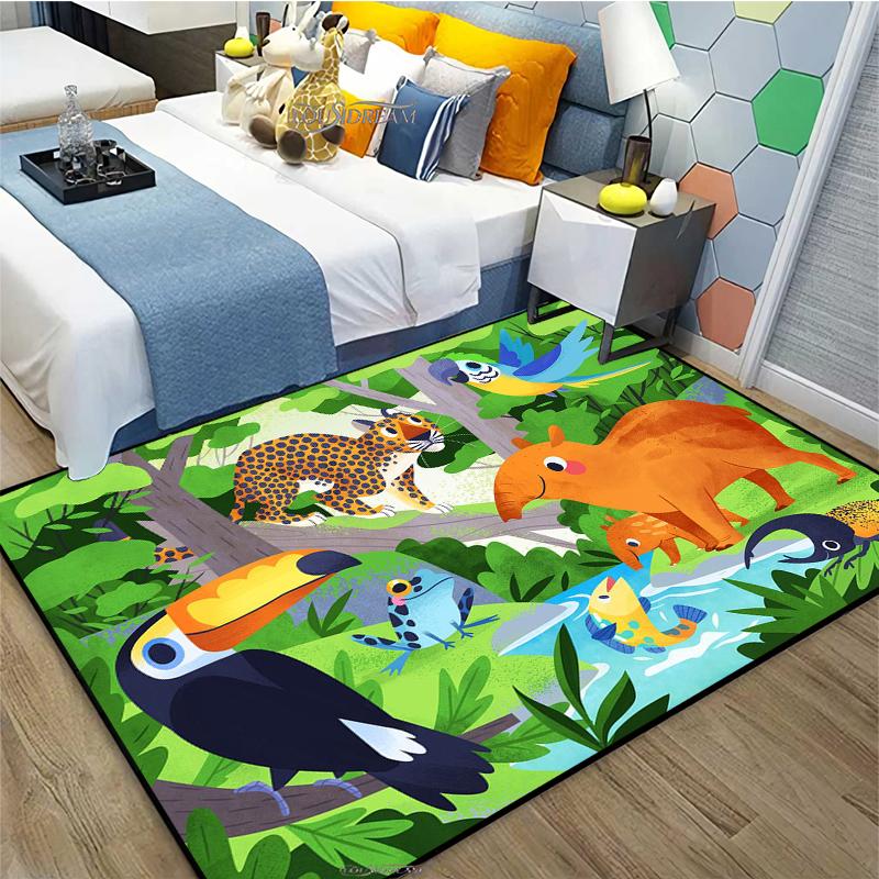 Dżungla Dywan Zwierzęcy Żyrafa Lew Dywan Dekoracja Salonu Duży Dywan Sypialnia Dziecko Mata Do Raczkowania Łazienka Mata Kąpielowa