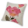 Red Flowers Trio Square Pillowcase Polyester Linen Velvet Creative Zip Decor Home Cushion Cover